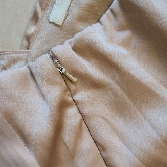 NWT Dessy Collection Off Shoulder Satin Maxi Dress Champagne Cream Color Size 18 - Picture 12 of 15